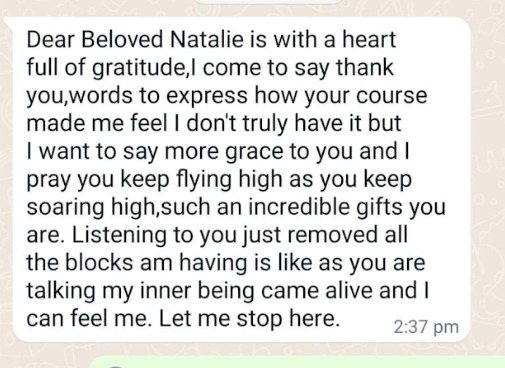 A message from a student: listening to you just removed all the blocks I was having