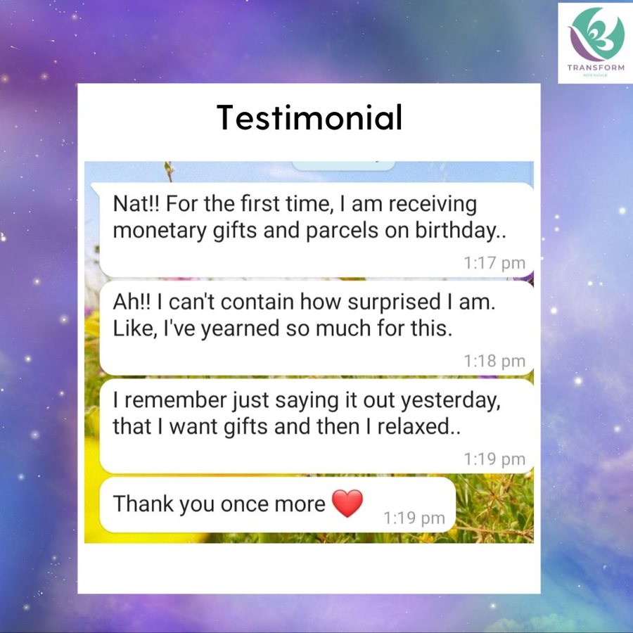 A message from a student: for the first time I am receiving monetary gifts and parcels on birthday
